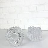 Pair of Sunflower Glass Candlesticks, Göran Wärff for Kosta Boda, Sweden, 1970s