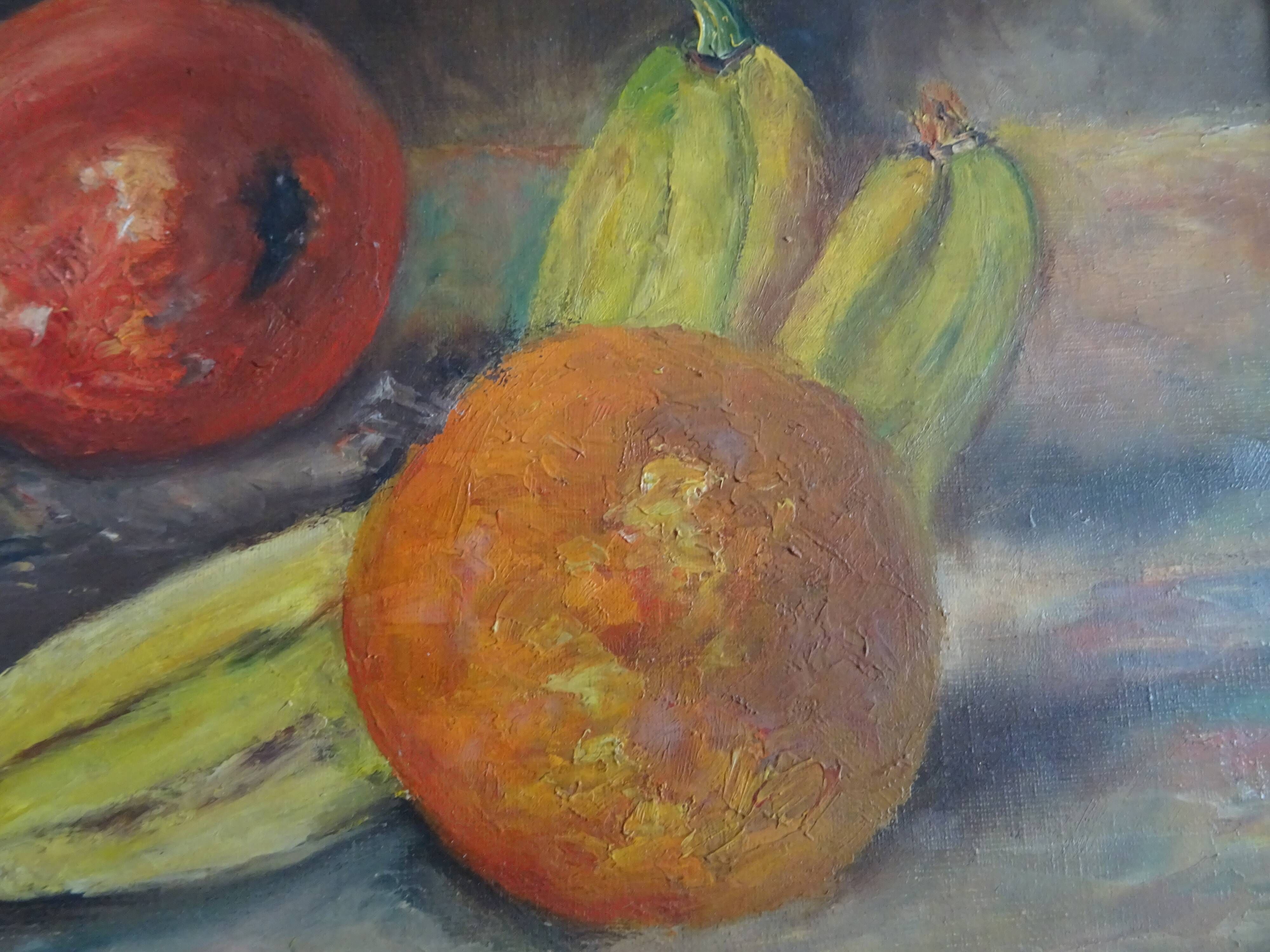Old still life painting of fruits signed oil on canvas