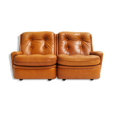 Leather two-seater by Michel Cadestin for Airborne