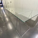 Chromed steel and glass trestle desk circa 1970