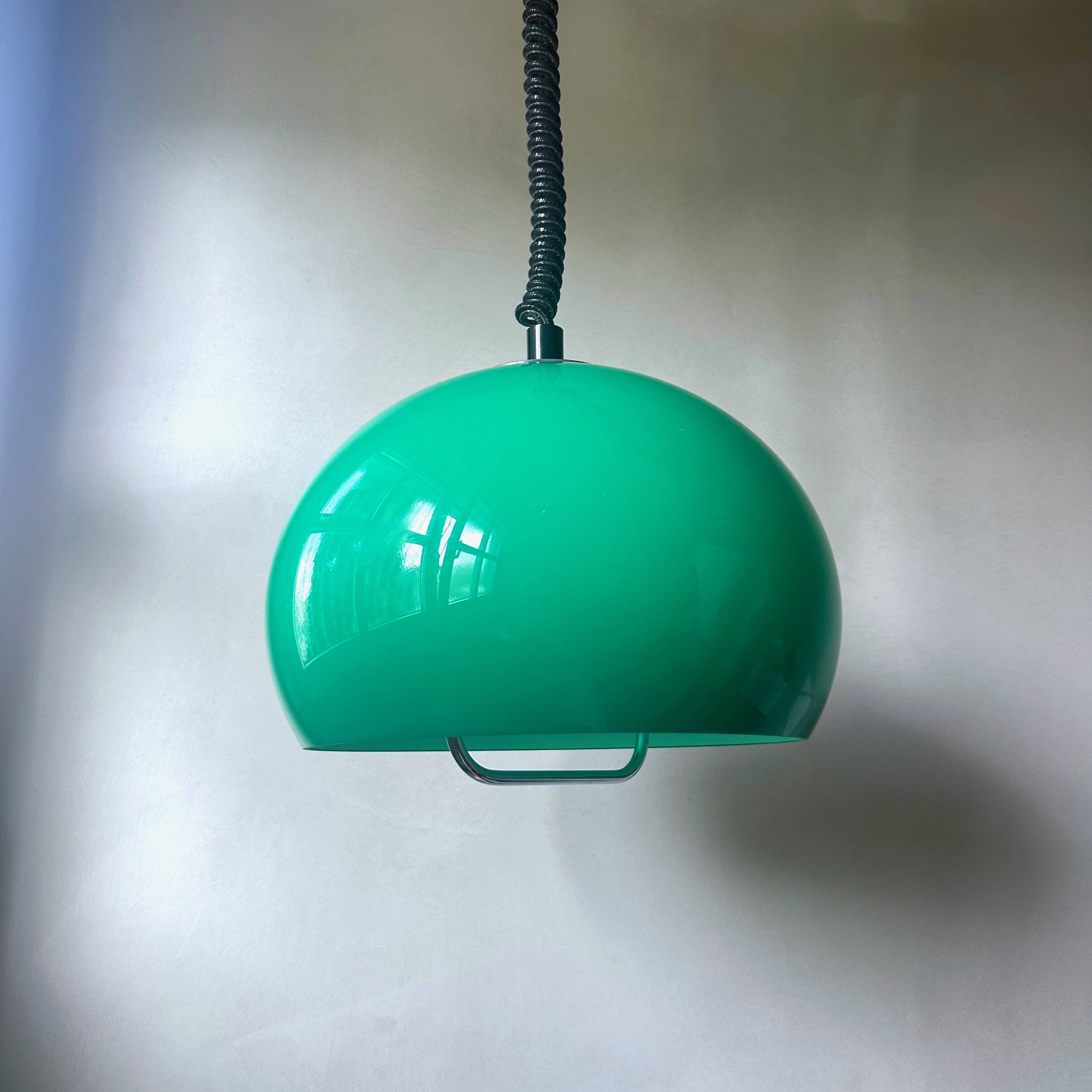 70's hanging lamp green, vintage lamp, pop art