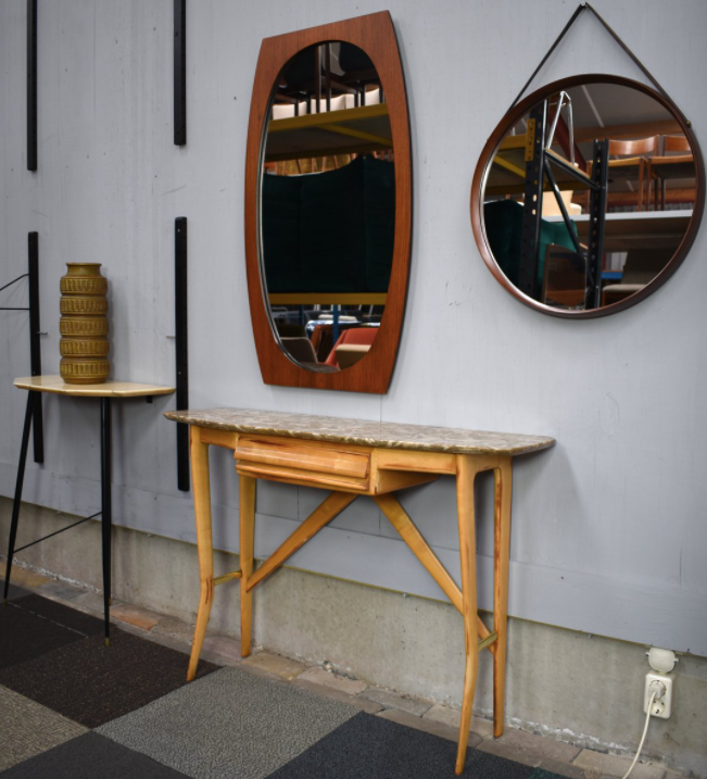 Teak mirror Italy 1950 58x100cm