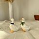 Vintage porcelain salt and pepper shaker in the shape of cottage core geese