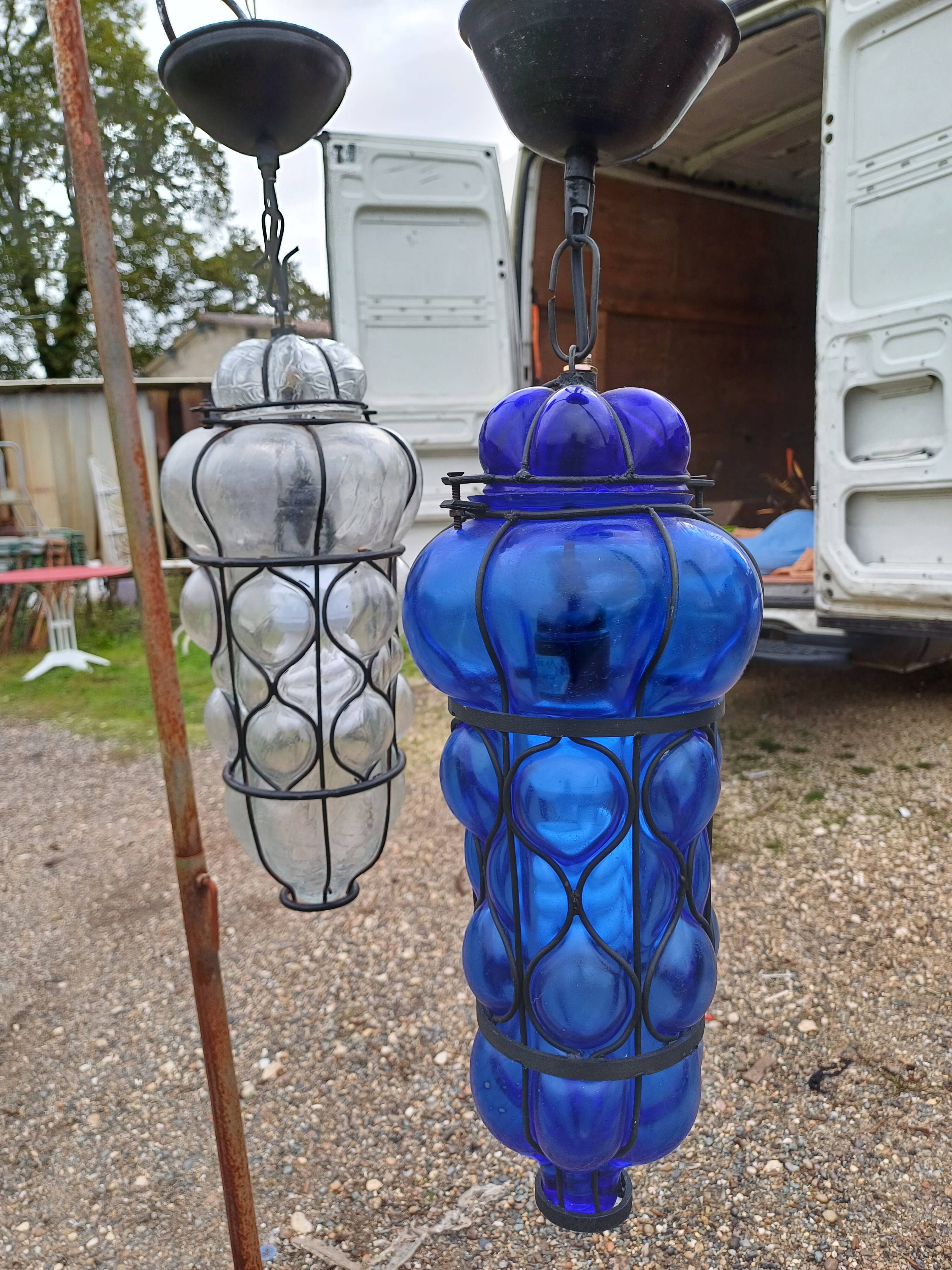Pair of Blown Glass Suspensions