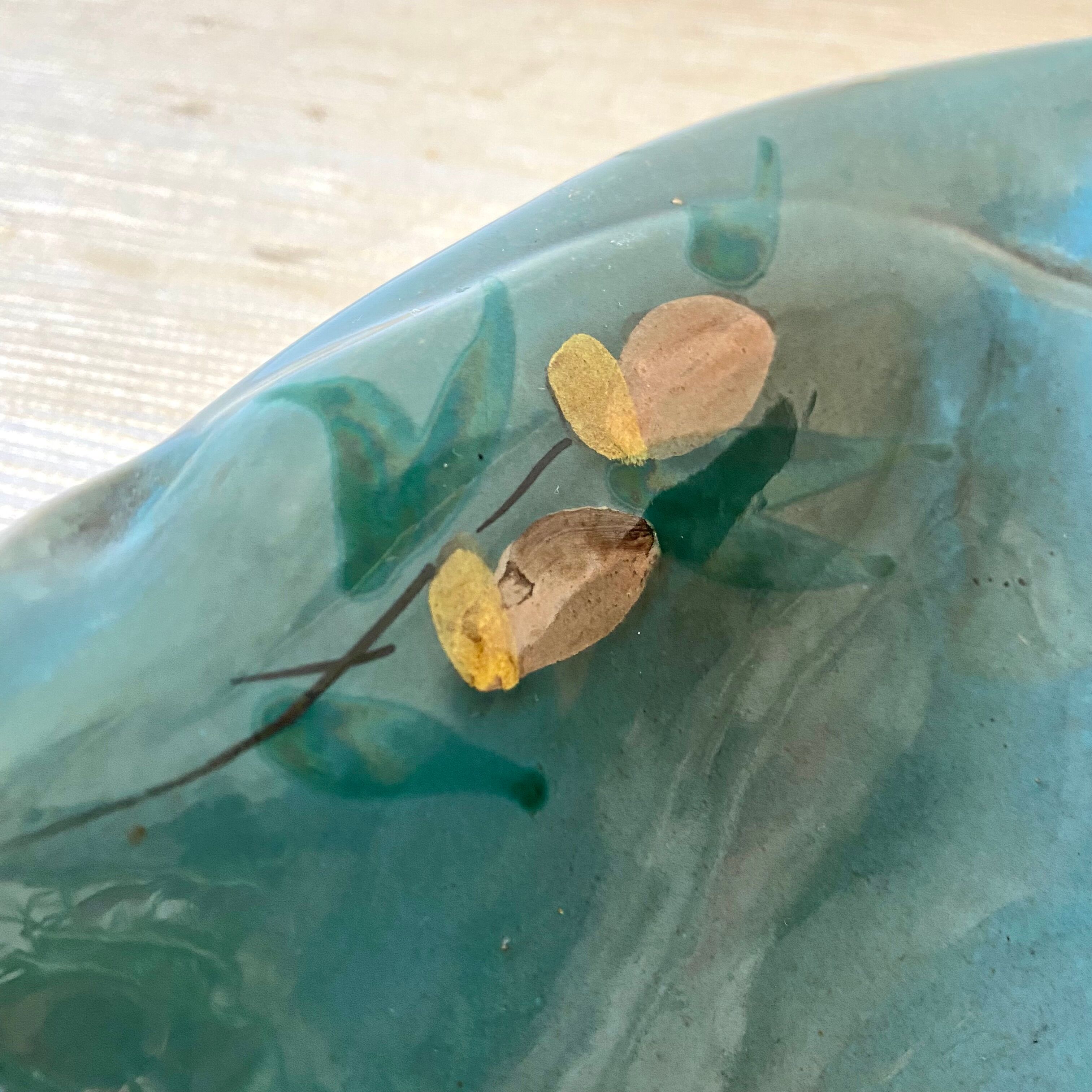Flowery Vallauris dish, 1960s-70s