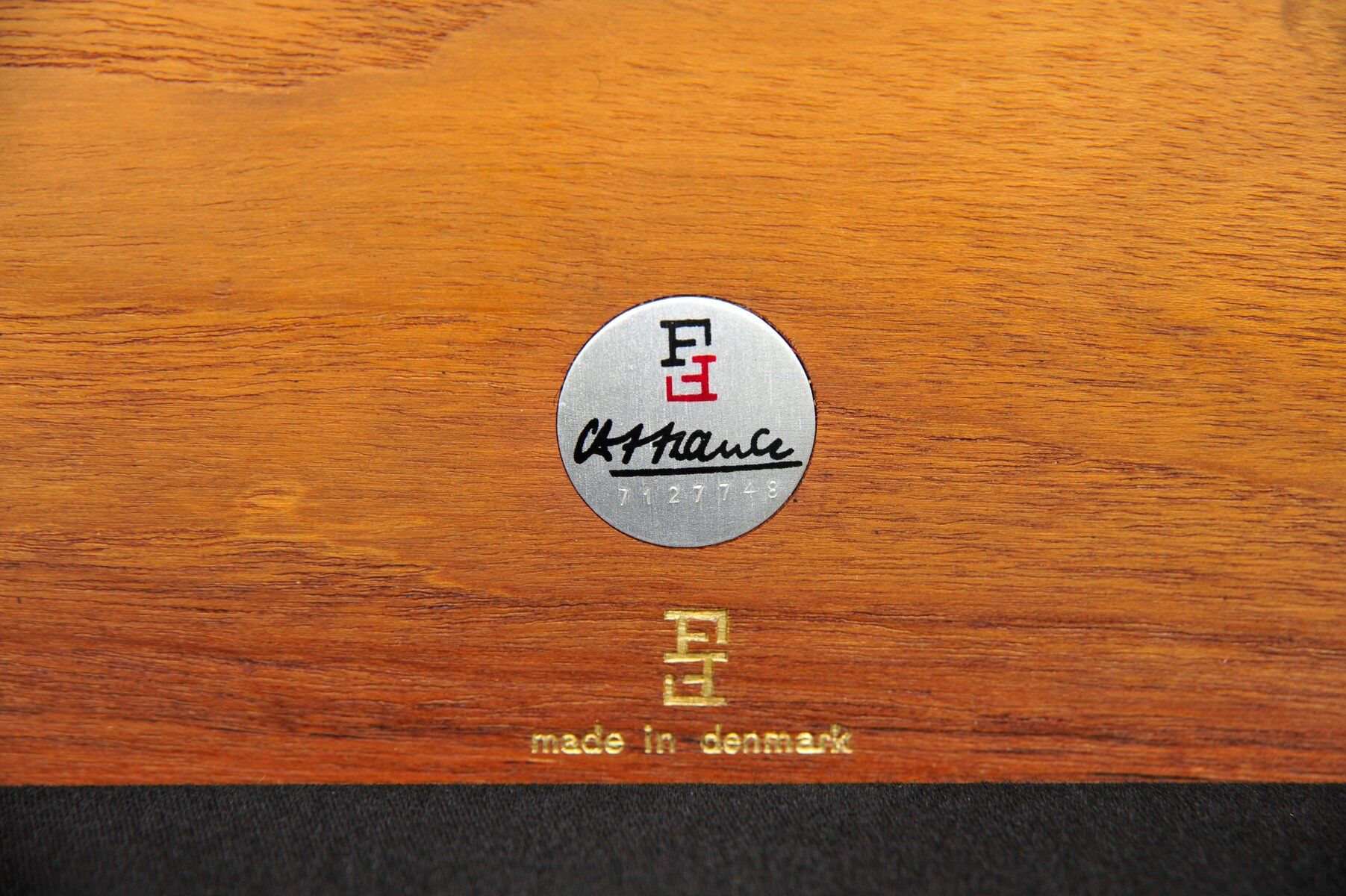 Senator sofa with black leather cushions by Ole Wascher for France and Son