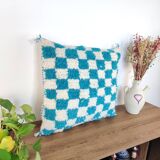 Berber turquoise checkerboard cushion