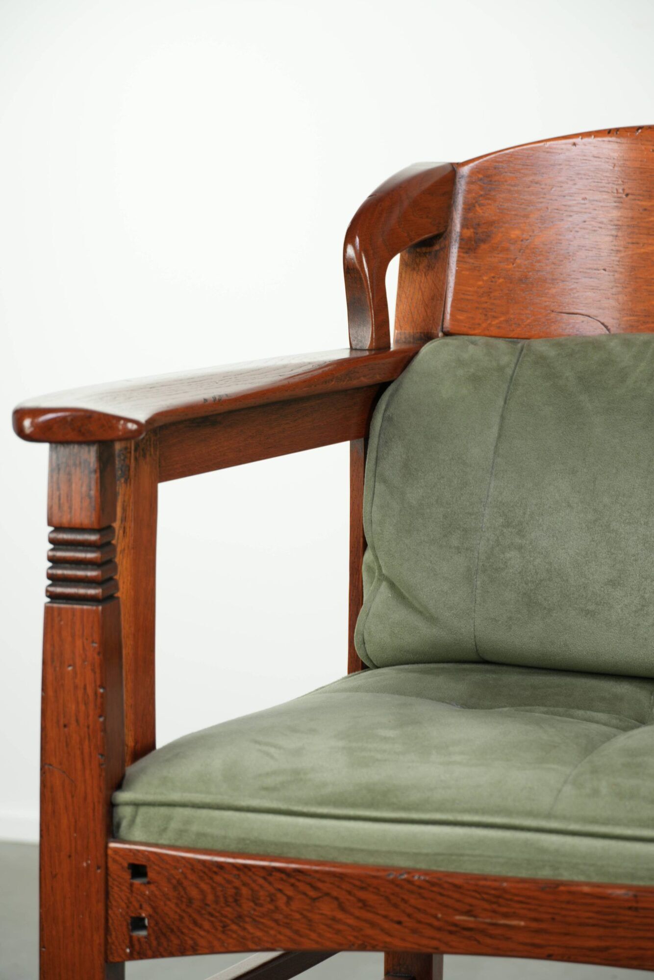Set of 2 Art Nouveau/Jugendstil dining chairs with suede upholstery