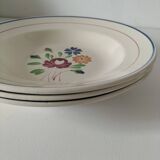 Trio of K&G Lunéville soup plates – Chantilly model, hand-painted