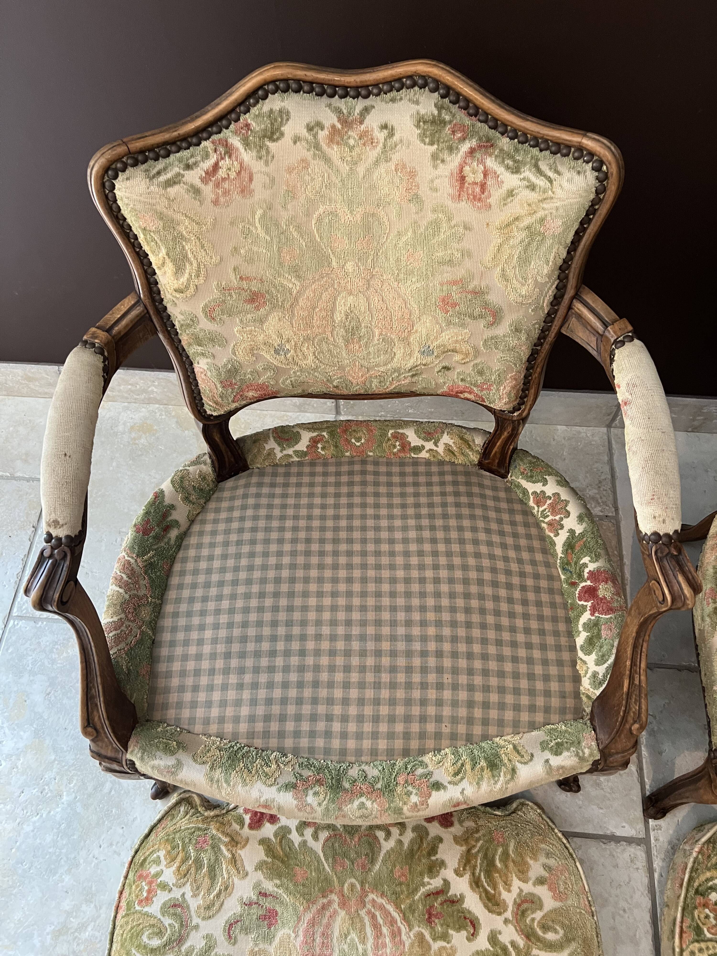 Pair of convertible armchairs, Lous XV style bergères