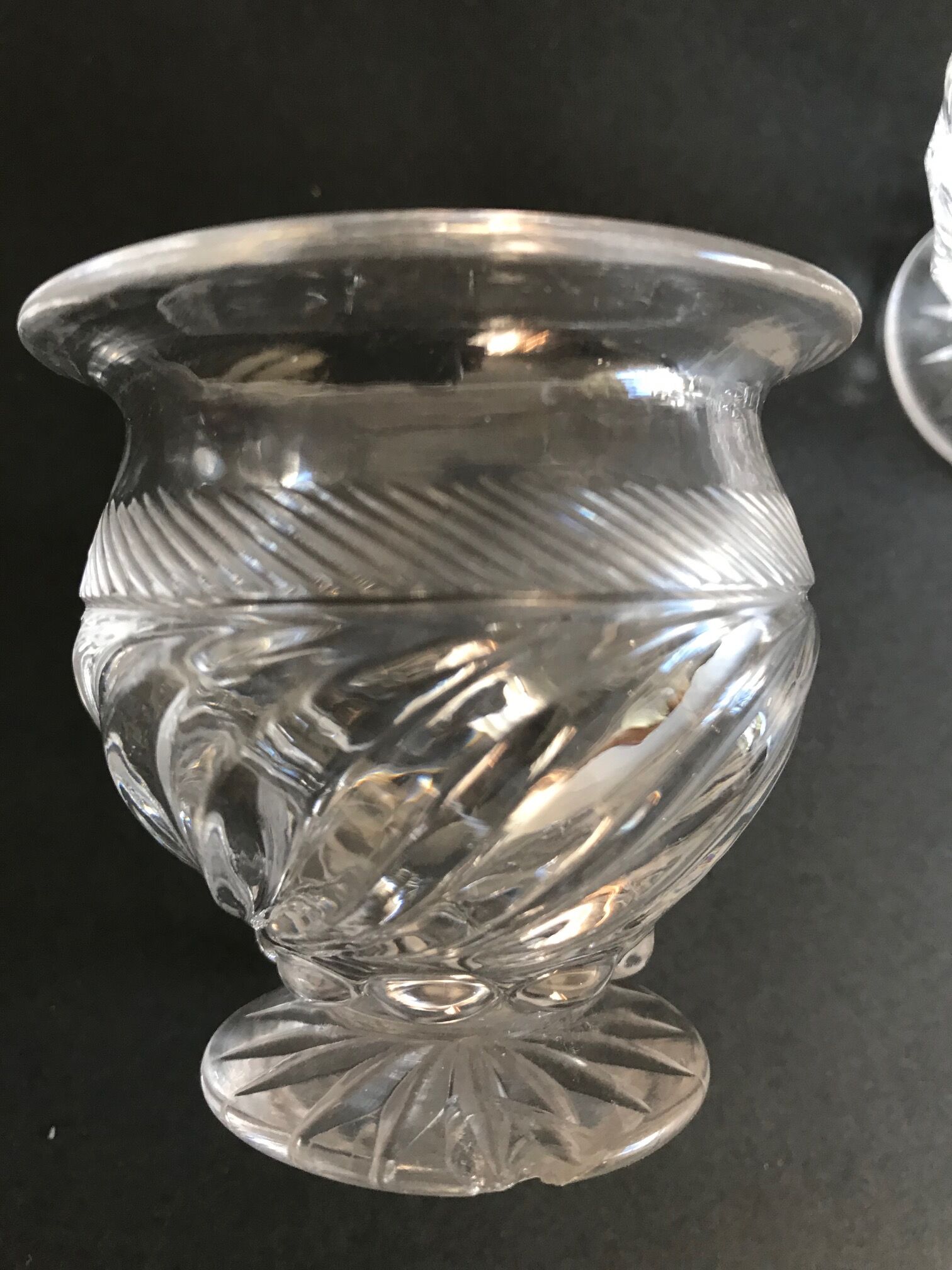 Pair of antique glass mustard pots