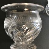 Paire de moutardiers anciens en verre