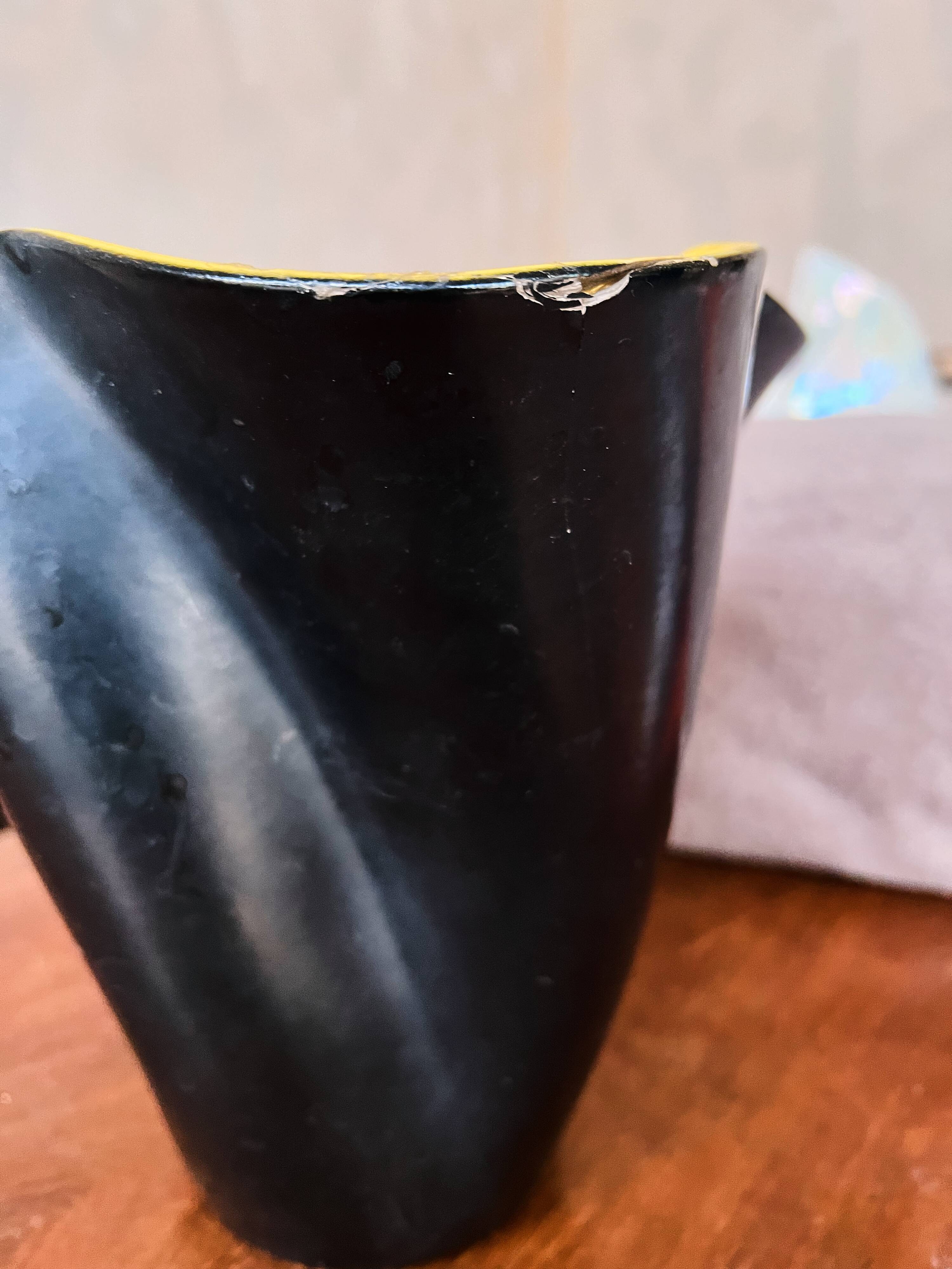 20th Century Elchinger Yellow And Black Vase