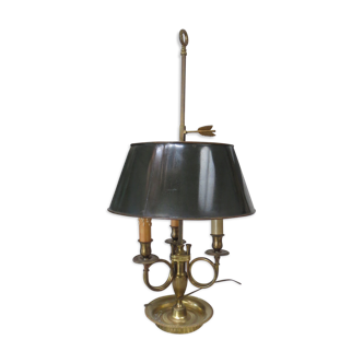 Lampe bouillotte XIXème bronze doré aux cors de chasse