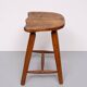 Tabouret rustique en bois massif des années 1950 Hollande