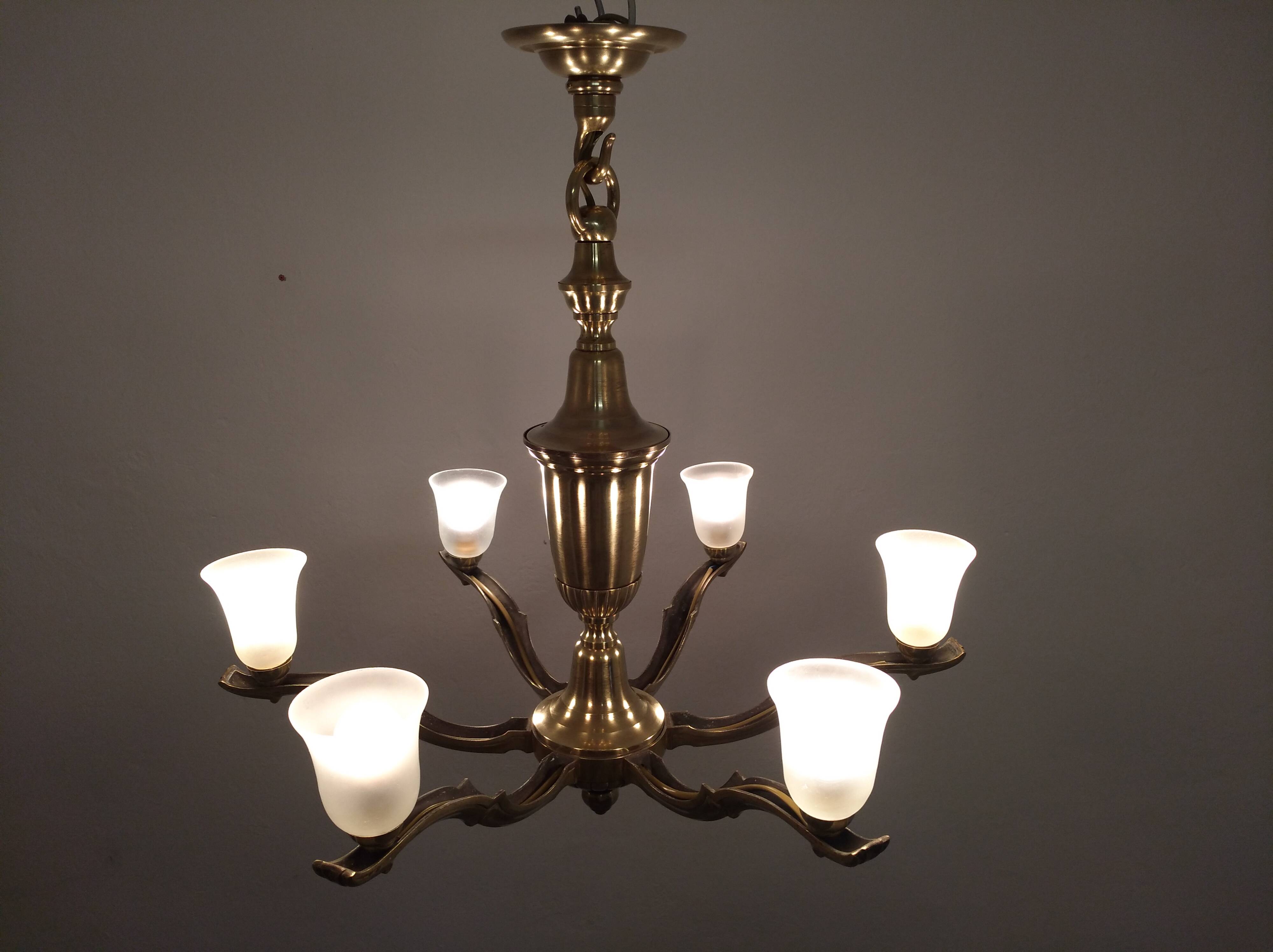Art Deco bronze chandelier circa 1930