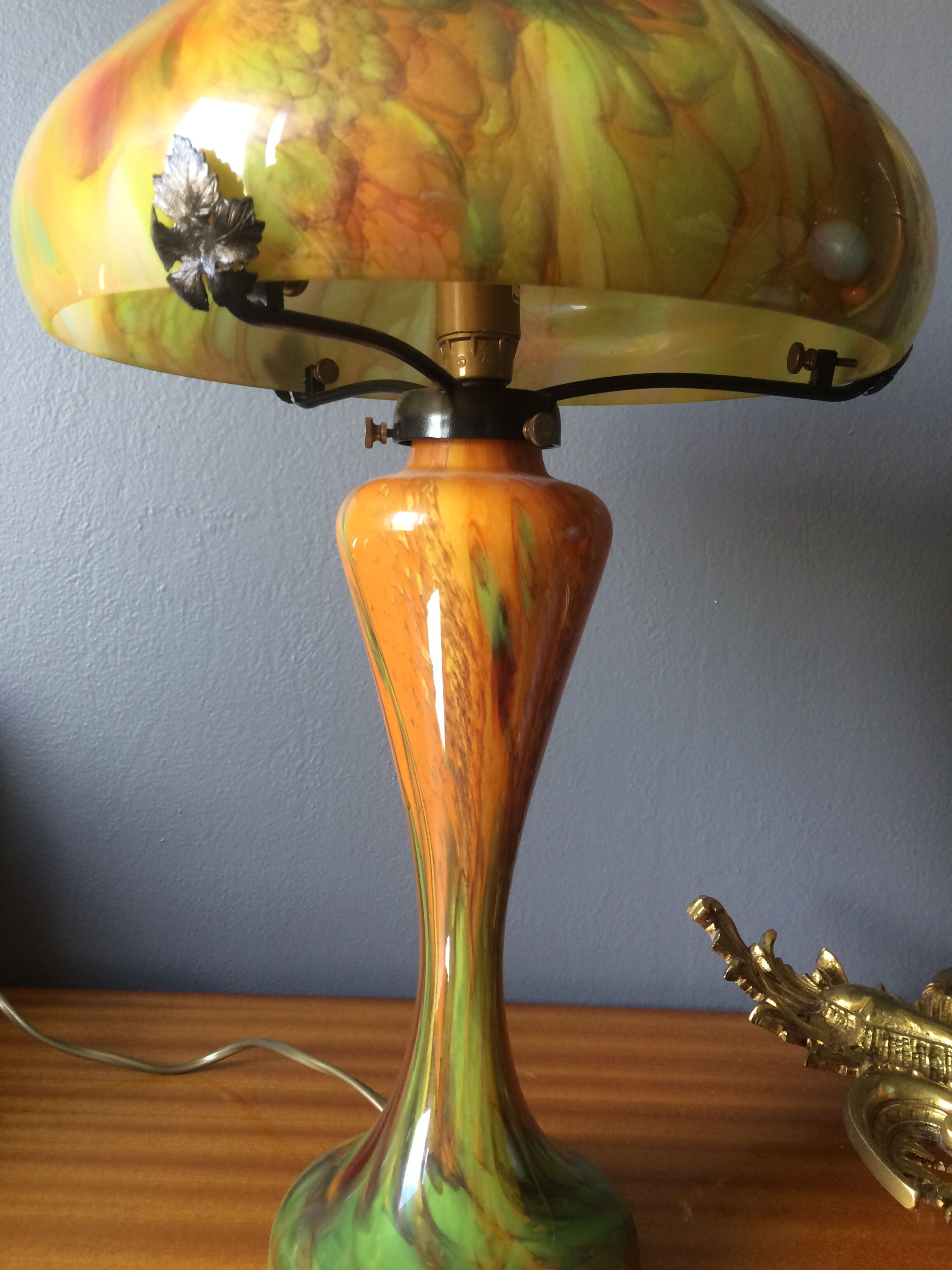 Odeon model mushroom lamp, La Rochère Glassworks France