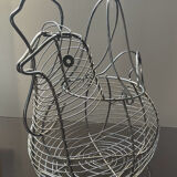 Vintage metal hen egg basket