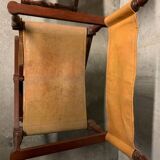 Pair of folding armchairs with leather seats