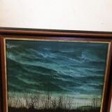 Old painting "Marécage" signed LANCI