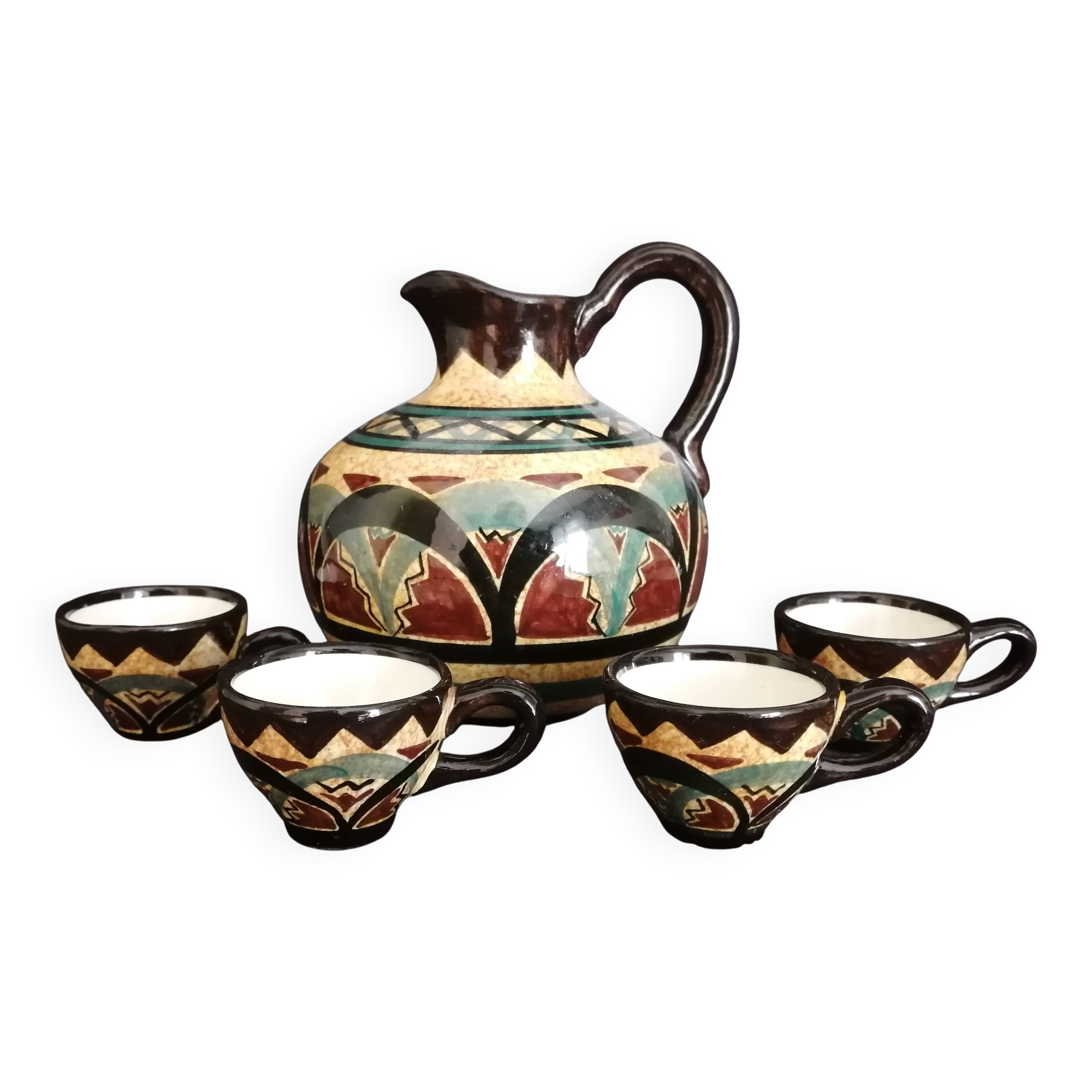 Saint Jean de Bretagne ceramic liqueur set, 5 pieces