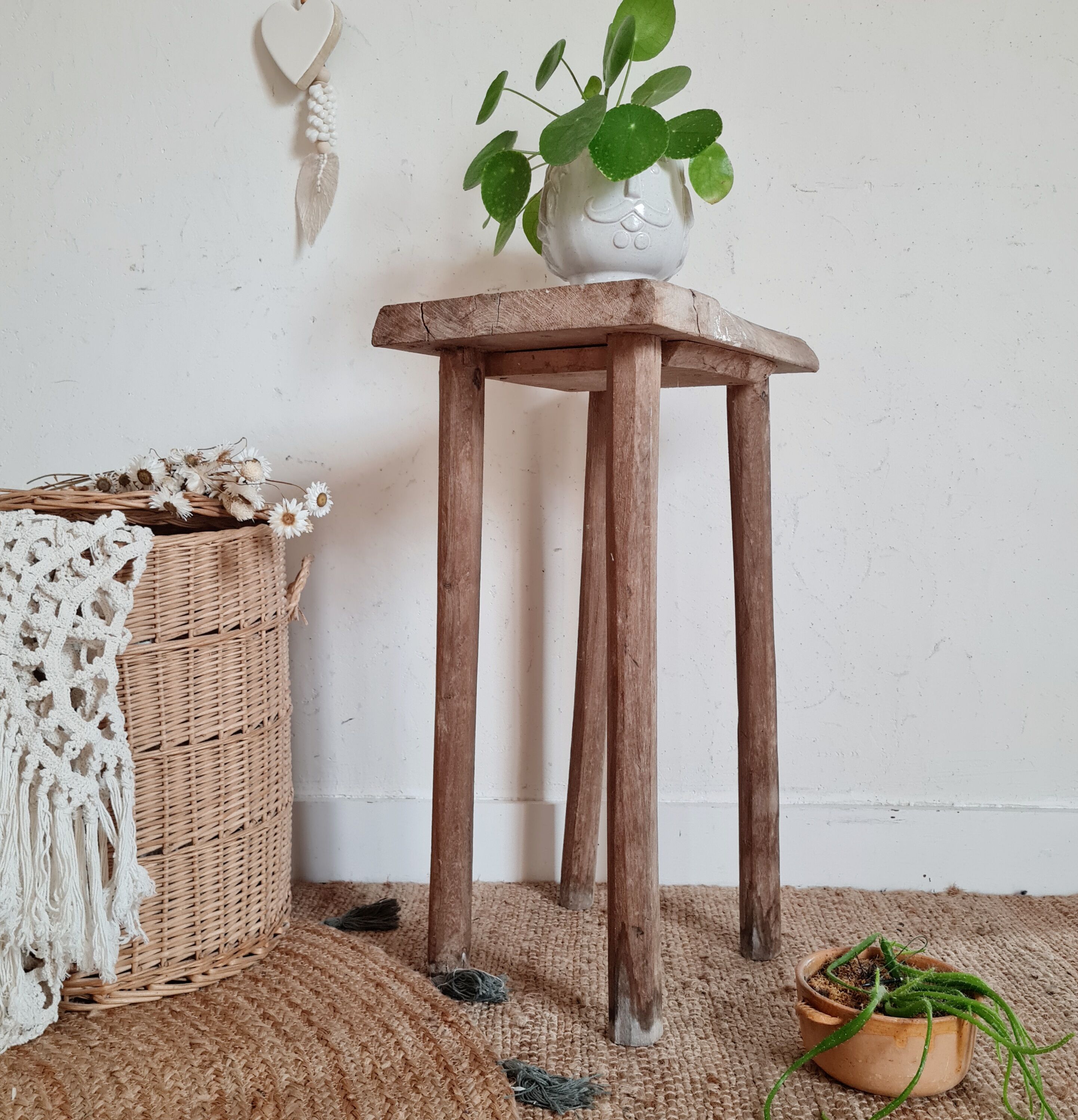 Wooden stool - wooden harness workshop look brutalist