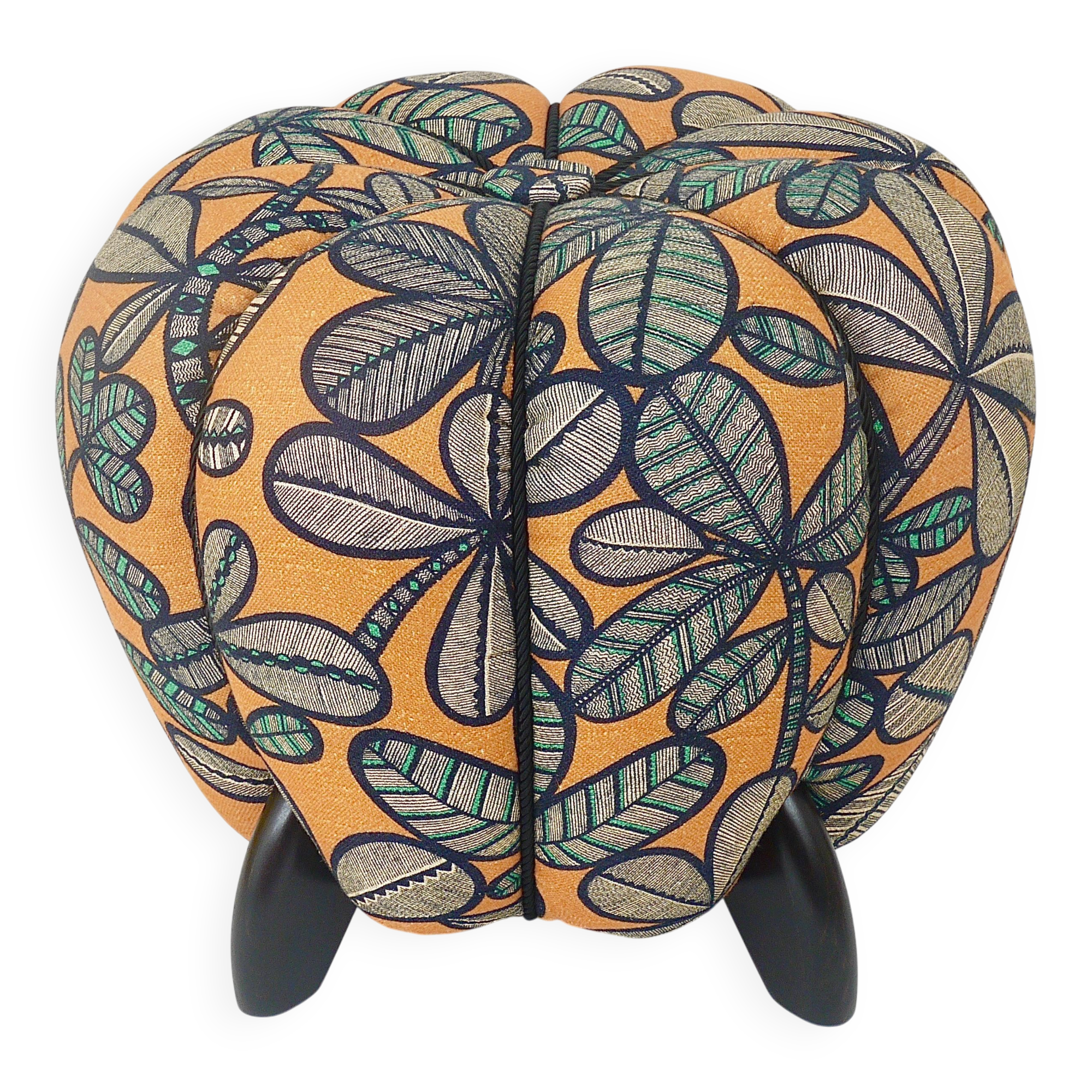 jusqu'à 3 tabourets Art Déco Jindrich Halabala, motif feuille, pouf, ottoman, années 1930