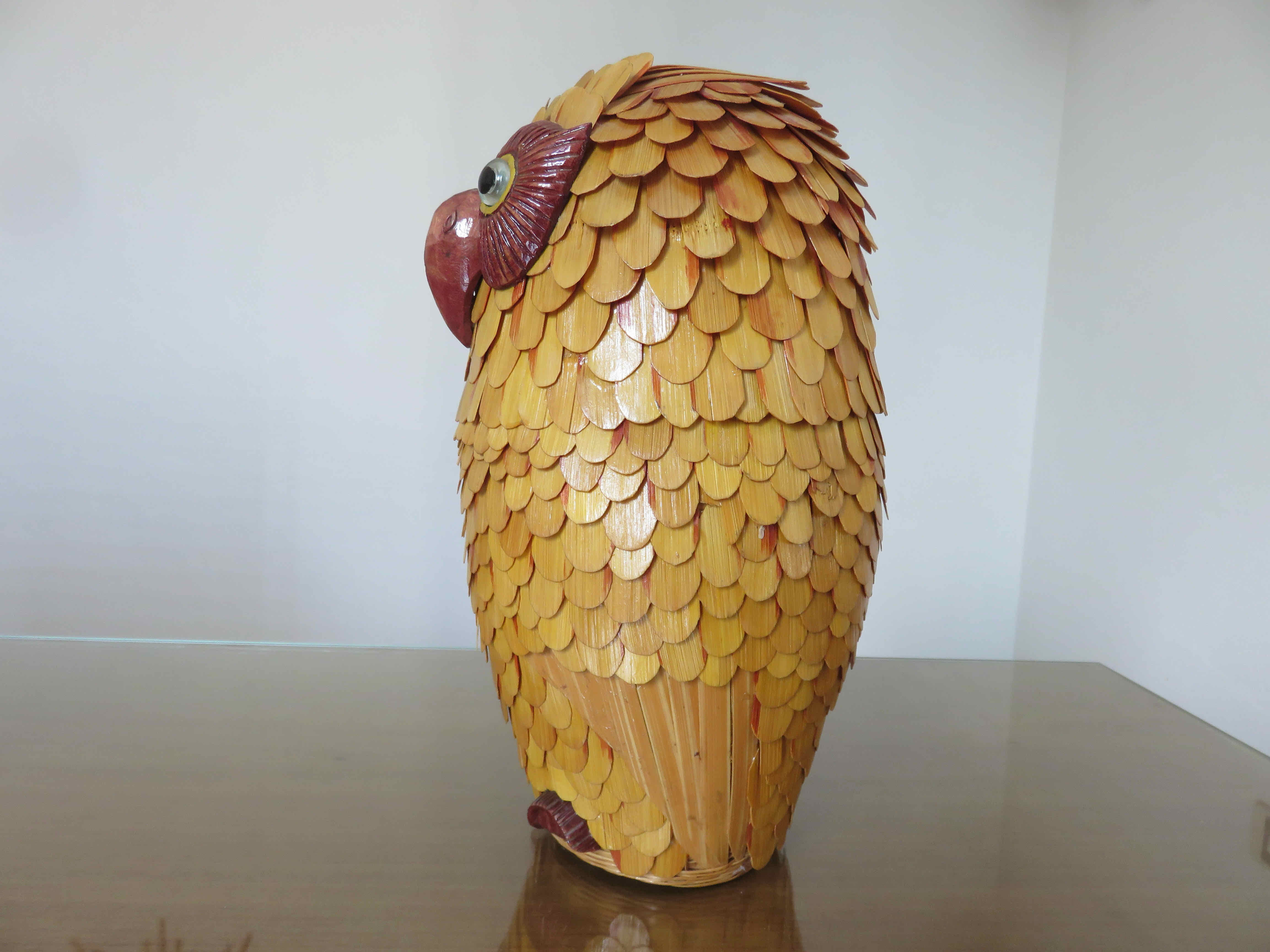 Box "owl" in rattan bamboo 70s