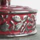 Boch Frères Keramis Rosa bowl with lid, flowers and butterflies in silver glaze.