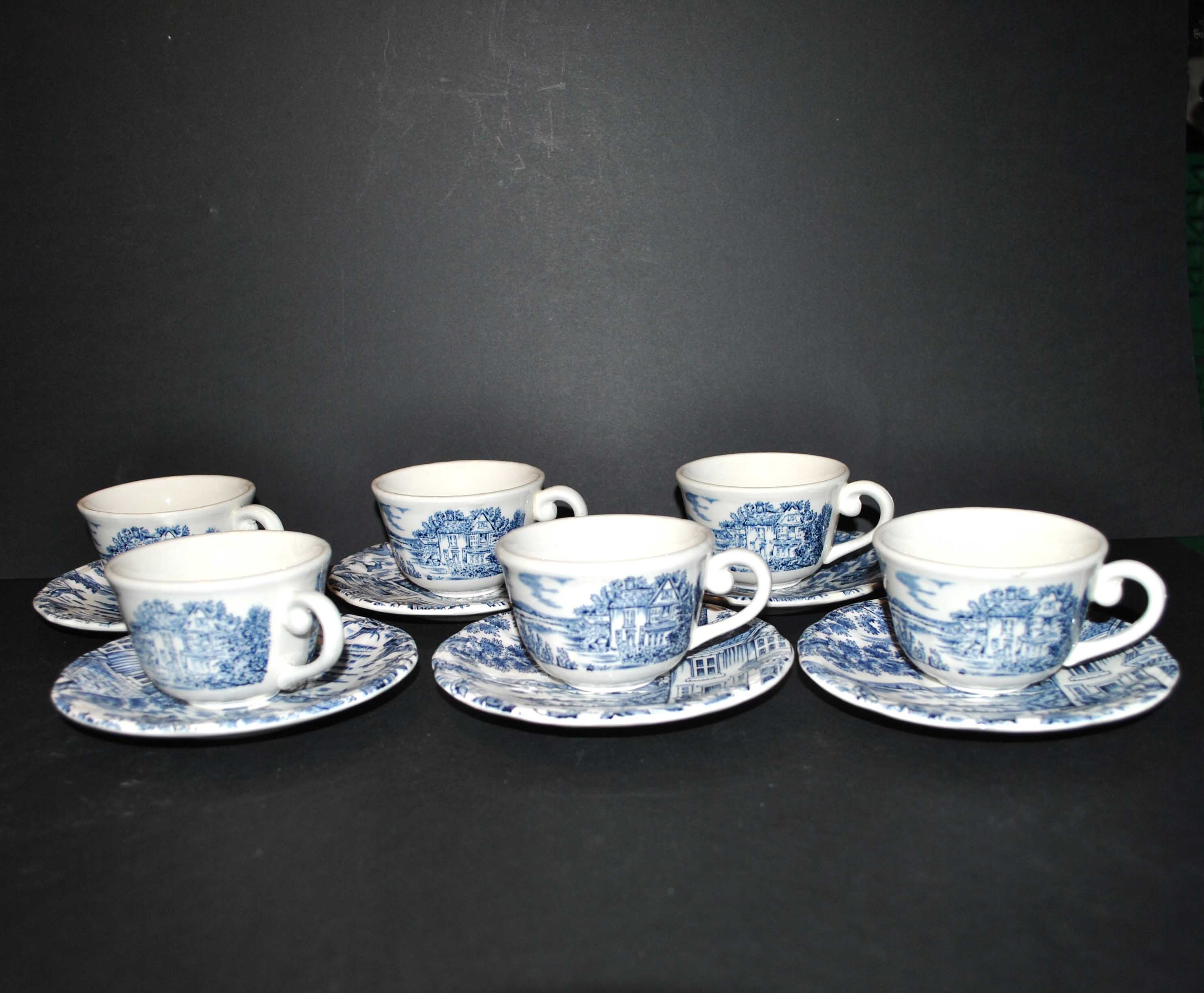 Series of 6 cups and saucers