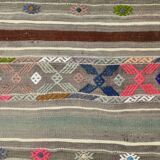 Grey & Brown Modern Mid Century Vintage Kilim Rug, 147x218 Cm