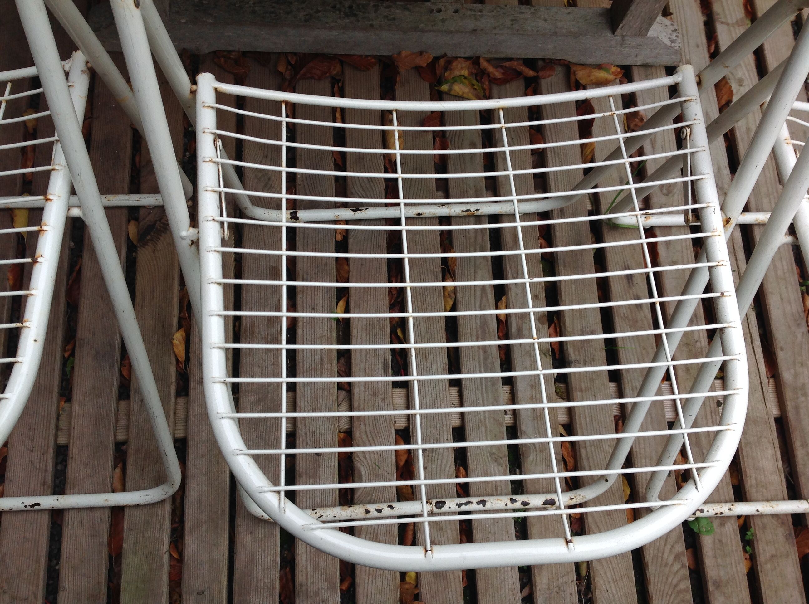 Trio of folding metal chairs