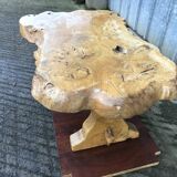 Handcrafted Brutalist coffee table in solid elm