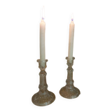Pair of glass candlesticks