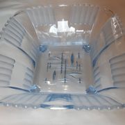 Polished transparent blue glass fruit bowl