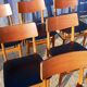 6 scandinavian chairs in wood and black leather