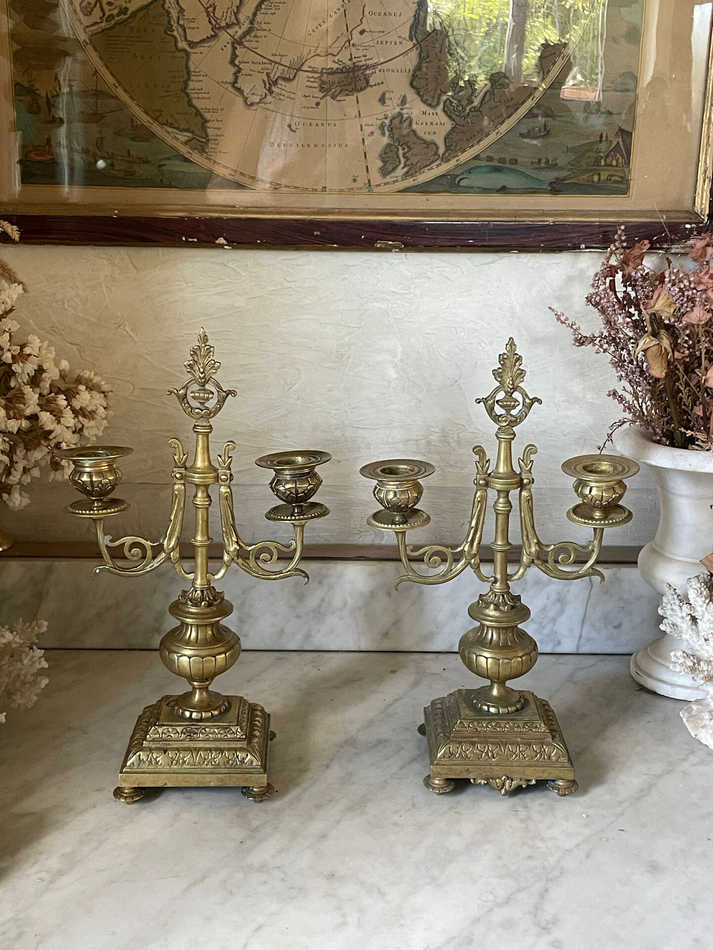 Pair of gilded bronze candlesticks in the Napoleon III style.