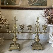 Pair of gilded bronze candlesticks in the Napoleon III style.