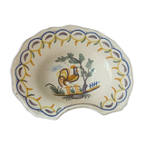Beard dish barber in faience nevers or la rochelle decor au coq 20 eme