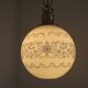 French Mid-Century Globe Pendant, Blue Pattern Shade, Vintage Hanging Light