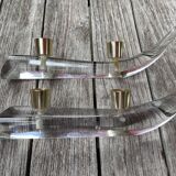 Paire de bougeoirs cristal Schneider en forme de pirogue