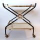 Rolling bar in gilded brass and black metal, Italy circa 1950