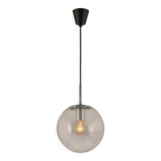 Small Limburg chrome pendant light with clear glass globe, Germany, 1970s.