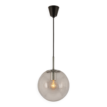 Small Limburg chrome pendant light with clear glass globe, Germany, 1970s.