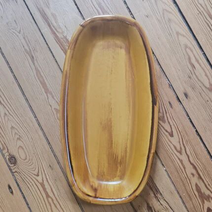 Vintage Saint-Clément glazed earthenware oval serving dish