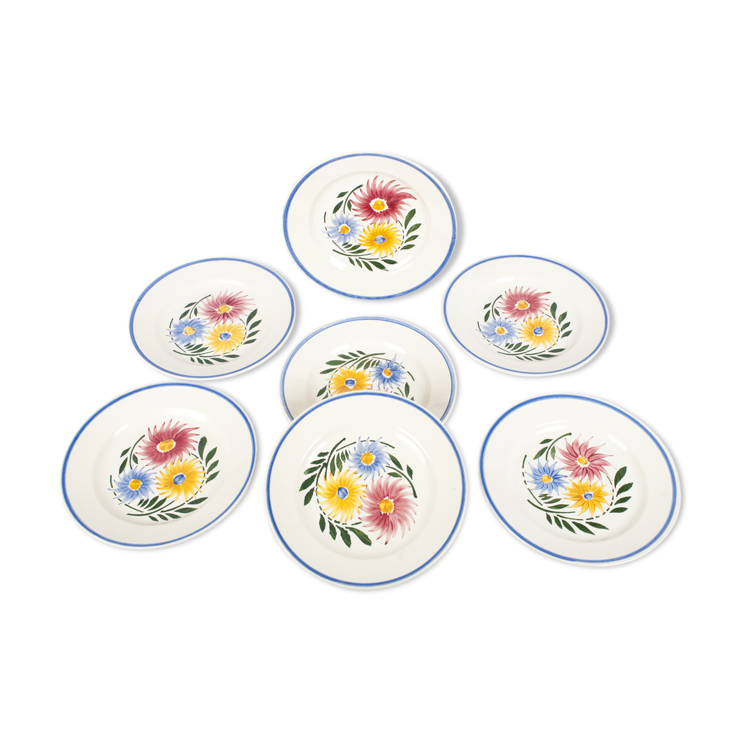 Lot of 7 plates Sarreguemines, model rustic. French Antique