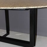 Design table in granite and black laqué steel around 1980