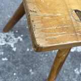 Brutalist tripod stool solid wood keyed