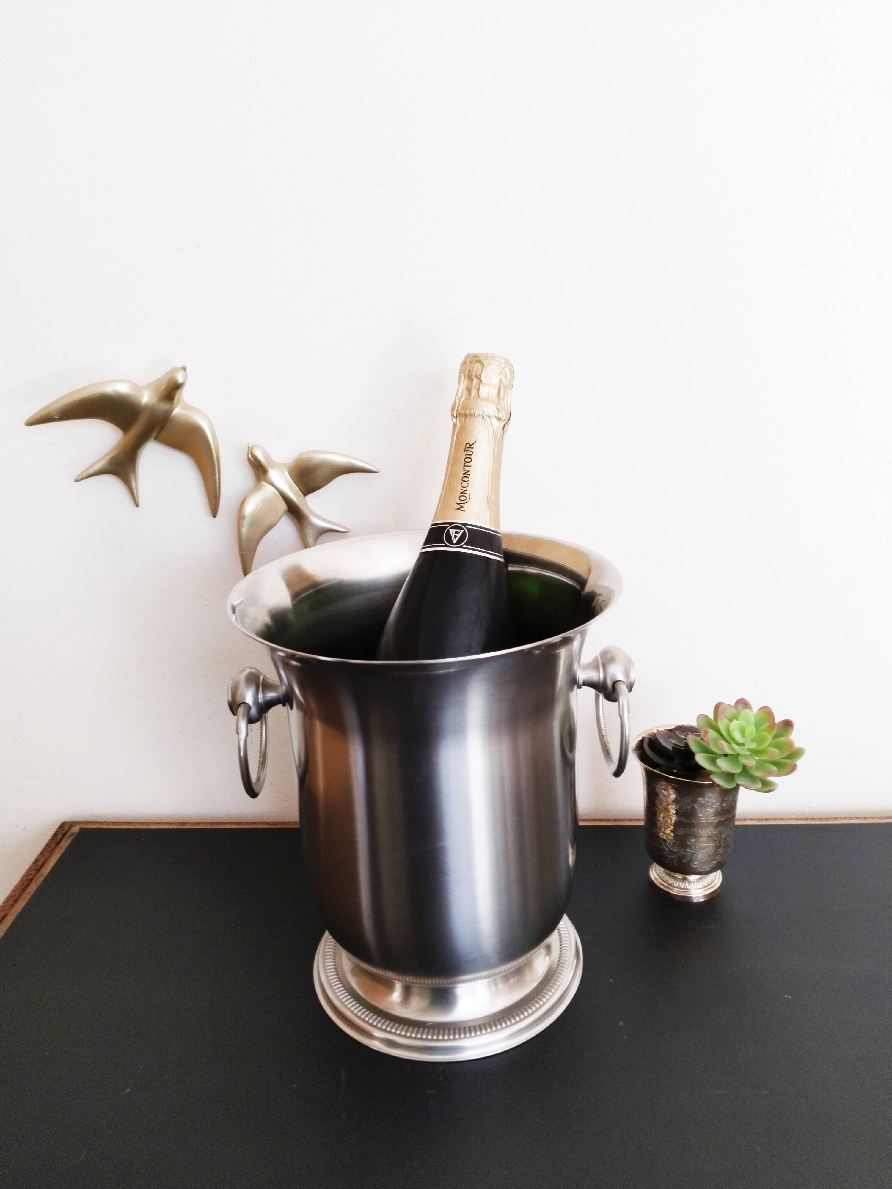 Jean Couzon stainless steel Champagne bucket, ice bucket, cooler
