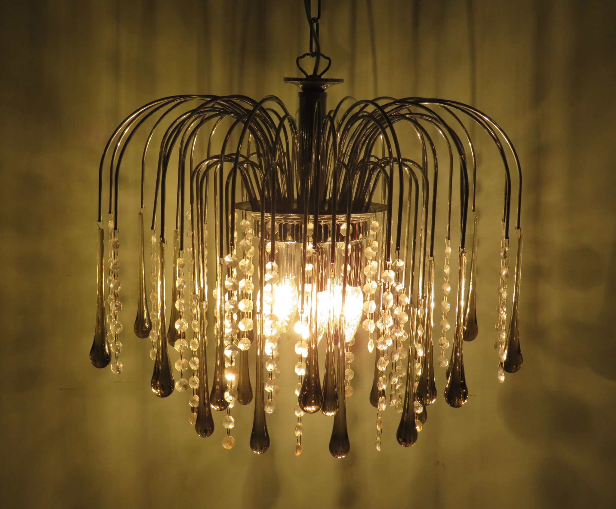 Lustre cascade en verre de Murano italien 1960